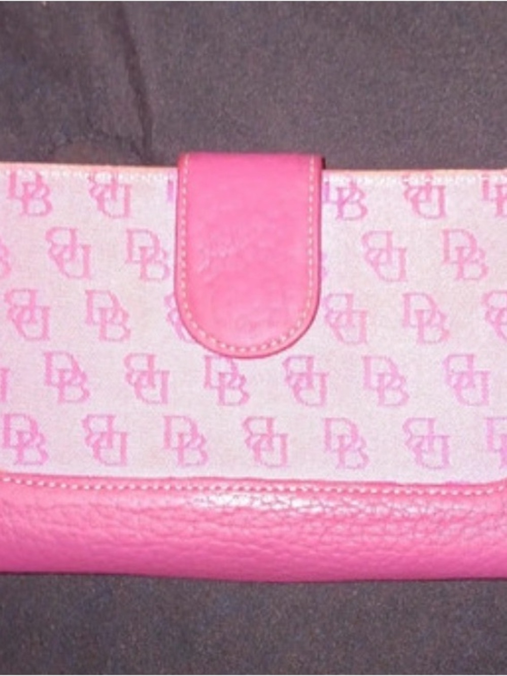 Dooney & Bourke Pink Monogram Continental Wallet Zip Around Leather Clutch